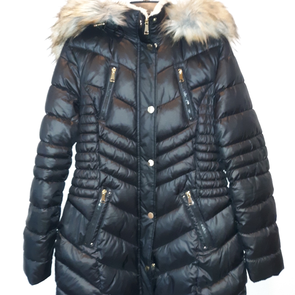 Preston & York Quilted Puffer Jacket With A Faux Fur Hood